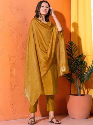 Women Ethnic Motifs Regular Kurta with Trousers & With Dupatta 2