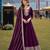 Wine embroidered art silk semi stitched anarkali suit