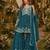 Teal embroidered faux georgette semi stitched sharara suit