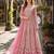 Pink embroidered net semi stitched anarkali suit