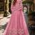 Pink embroidered net semi stitched anarkali suit