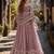 Light brown embroidered net semi stitched anarkali suit