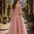 Peach embroidered net semi stitched anarkali suit