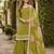 Green embroidered roman silk semi stitched sharara suit
