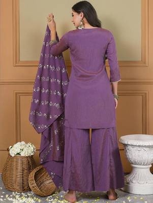 Women Ethnic Motifs Embroidered Regular Thread Work Kurta with Palazzos & With Dupatta 4