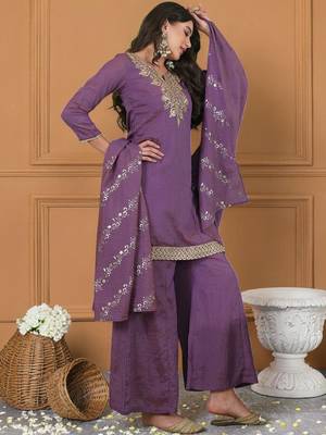 Women Ethnic Motifs Embroidered Regular Thread Work Kurta with Palazzos & With Dupatta 7