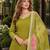 Green embroidered roman silk semi stitched sharara suit