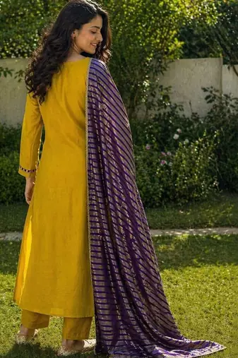 Women Ethnic Motifs Embroidered Empire Sequinned Kurta with Trousers & With Dupatta