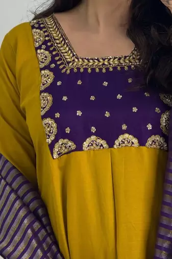 Women Ethnic Motifs Embroidered Empire Sequinned Kurta with Trousers & With Dupatta