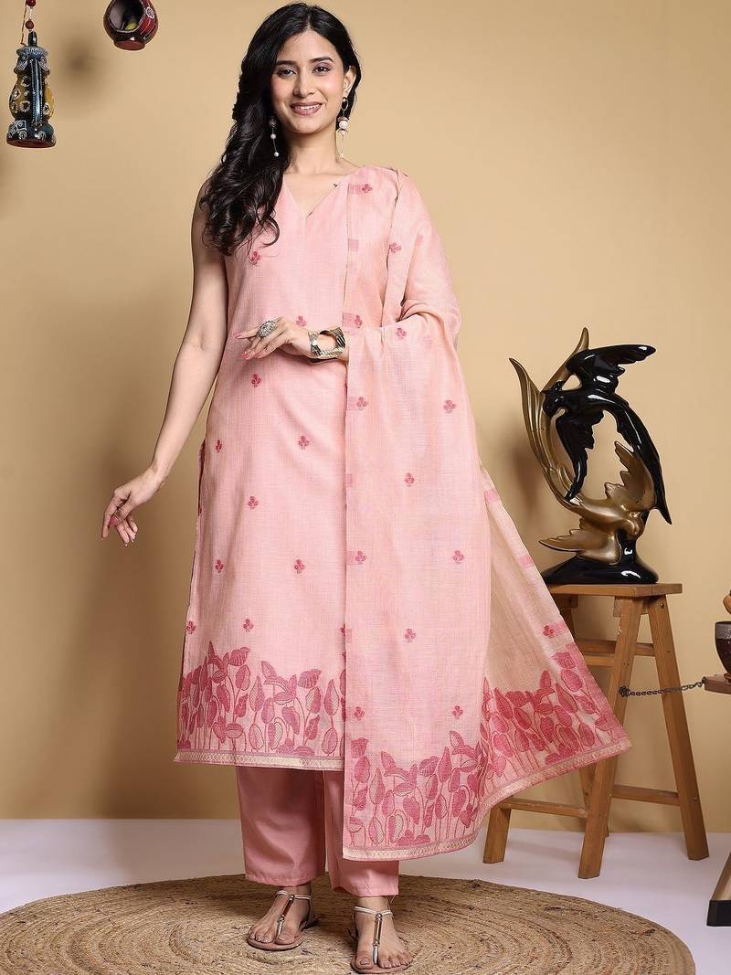 Women Ethnic Motifs Printed Regular Kurta with Trousers & With Dupatta