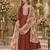 Coffee embroidered art silk semi stitched anarkali suit