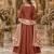 Coffee embroidered art silk semi stitched anarkali suit