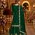 Green premium embroidered vichitra silk free size lehenga style suit UP To 42