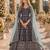 Navy velvet semi stitched anarkali suits with heavy embroidery work