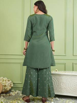 Women Ethnic Motifs Embroidered Regular Thread Work Kurta with Palazzos & With Dupatta 7