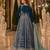 Teal velvet semi stitched anarkali suits with heavy embroidery work