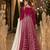Magenta velvet semi stitched anarkali suits with heavy embroidery work