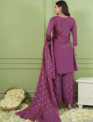 Women Ethnic Motifs Embroidered Regular Thread Work Kurta with Palazzos & With Dupatta 6