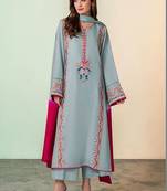 Floral Embroidered Mirror Work Silk Crepe Kurta with Palazzos & With Dupatta
