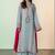 Floral Embroidered Mirror Work Silk Crepe Kurta with Palazzos & With Dupatta