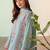 Floral Embroidered Mirror Work Silk Crepe Kurta with Palazzos & With Dupatta