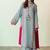 Floral Embroidered Mirror Work Silk Crepe Kurta with Palazzos & With Dupatta