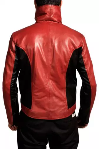 Spiderman red leather jacket men's genuine lambskin leather jacket