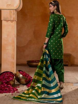 Women Ethnic Motifs Embroidered Regular Kurta with Patiala & With Dupatta 4