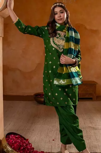 Women Ethnic Motifs Embroidered Regular Kurta with Patiala & With Dupatta