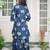 ROYAL INDIGO LOTUS PRINT DHOTI & A-LINE TUNIC SET WITH FRINGE ACCENTS