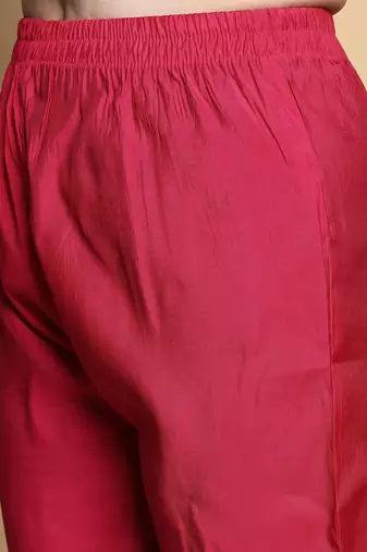 Women Floral Embroidered Pleated Thread Work Kurta with Palazzos & With Dupatta
