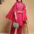 Women Floral Embroidered Pleated Thread Work Kurta with Palazzos & With Dupatta