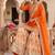 Festive orange heavy embroidery kurta floral sharara set with border dupatta