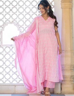 Women Ethnic Motifs Embroidered Regular Pure Cotton Kurta with Trousers & With Dupatta 7