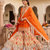 Festive orange heavy embroidery kurta floral sharara set with border dupatta