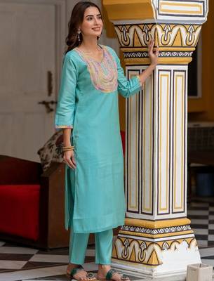 Women Ethnic Motifs Embroidered Regular Kurta with Trousers & With Dupatta 3
