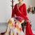 Festive red heavy embroidery kurta floral sharara set with border dupatta