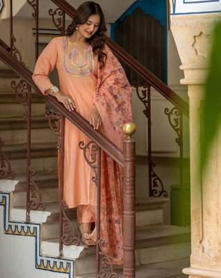 Women Ethnic Motifs Embroidered Regular Mirror Work Kurta with Trousers & With Dupatta 1