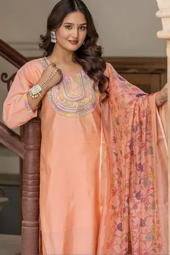 Women Ethnic Motifs Embroidered Regular Mirror Work Kurta with Trousers & With Dupatta