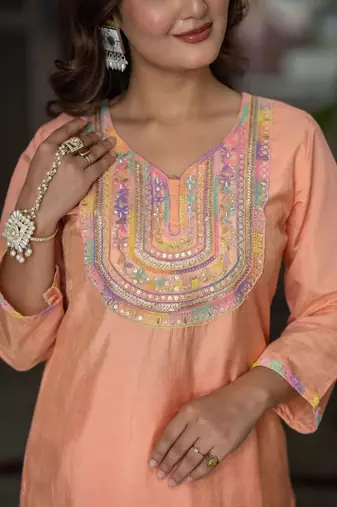Women Ethnic Motifs Embroidered Regular Mirror Work Kurta with Trousers & With Dupatta