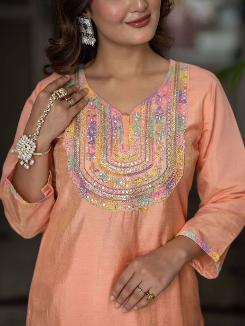 Women Ethnic Motifs Embroidered Regular Mirror Work Kurta with Trousers & With Dupatta