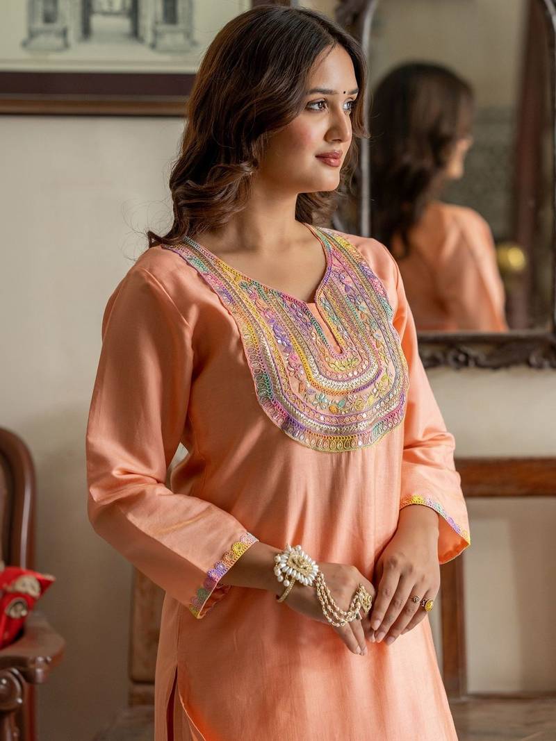 Women Ethnic Motifs Embroidered Regular Mirror Work Kurta with Trousers & With Dupatta