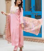 Women Ethnic Motifs Embroidered Regular Thread Work Kurta with Trousers & With Dupatta