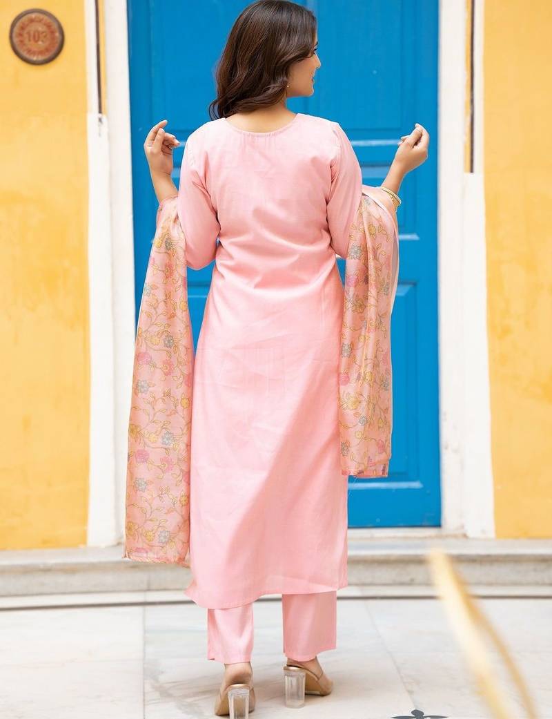 Women Ethnic Motifs Embroidered Regular Thread Work Kurta with Trousers & With Dupatta