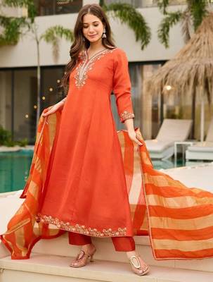 Women Ethnic Motifs Embroidered Regular Thread Work Kurta with Trousers & With Dupatta 2