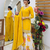 Festive yellow heavy embroidery kurta floral sharara set with border dupatta