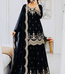 Designer short kurti & sharara set with scallop dupatta