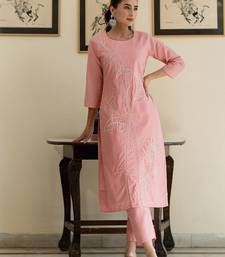 Women Floral Embroidered Regular Thread Work Pure Cotton Kurta with Trousers