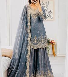 Designer short kurti & sharara set with scallop dupatta