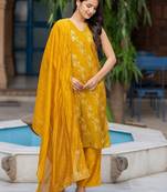 Women Floral Regular Pure Silk Kurta with Palazzos & With Dupatta